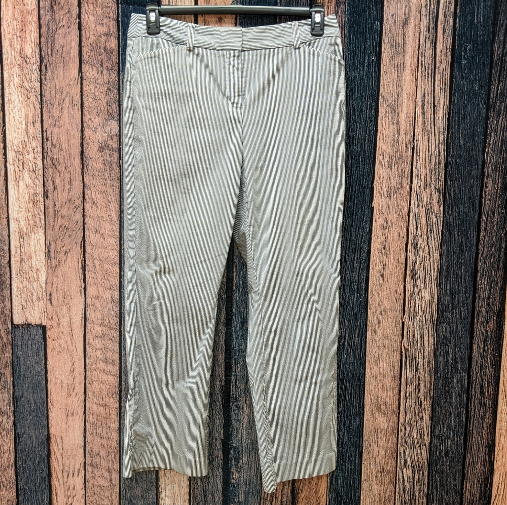 Anne Klein Petite Navy and White Striped Trousers